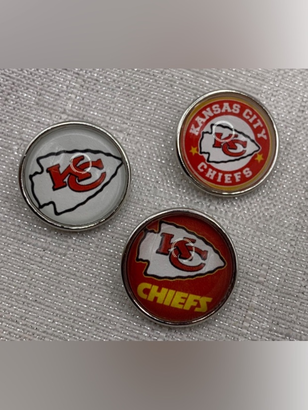 🏈Kansas City Chiefs Snap Button Charm Set of 3